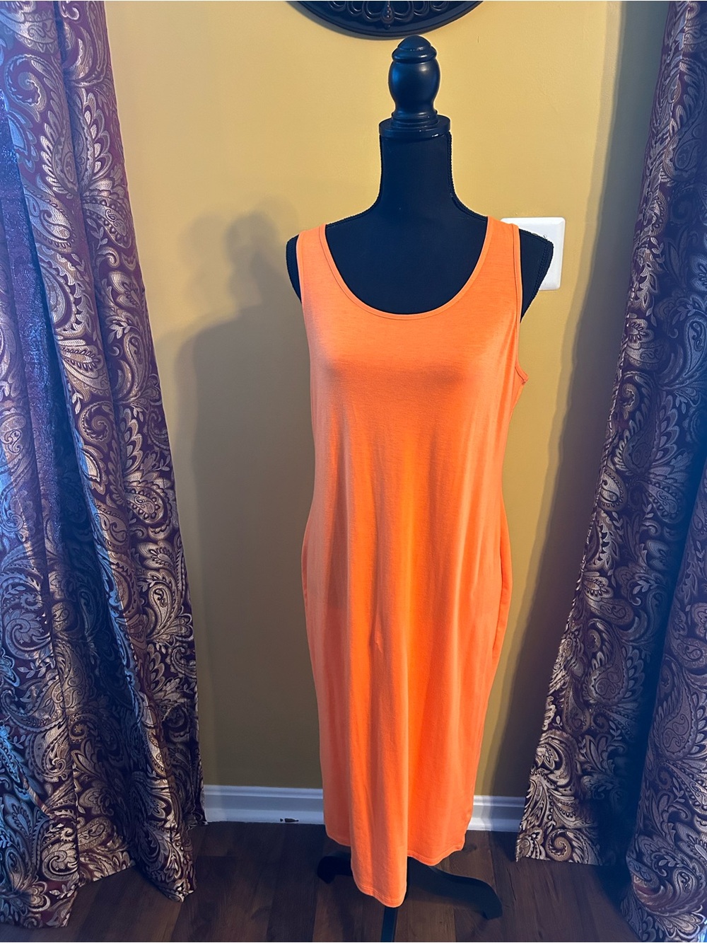 Classic Sleeveless Orange Tank Dress